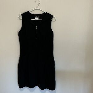 Bali Black Sleeveless Hooded Mini Dress with Front Zip